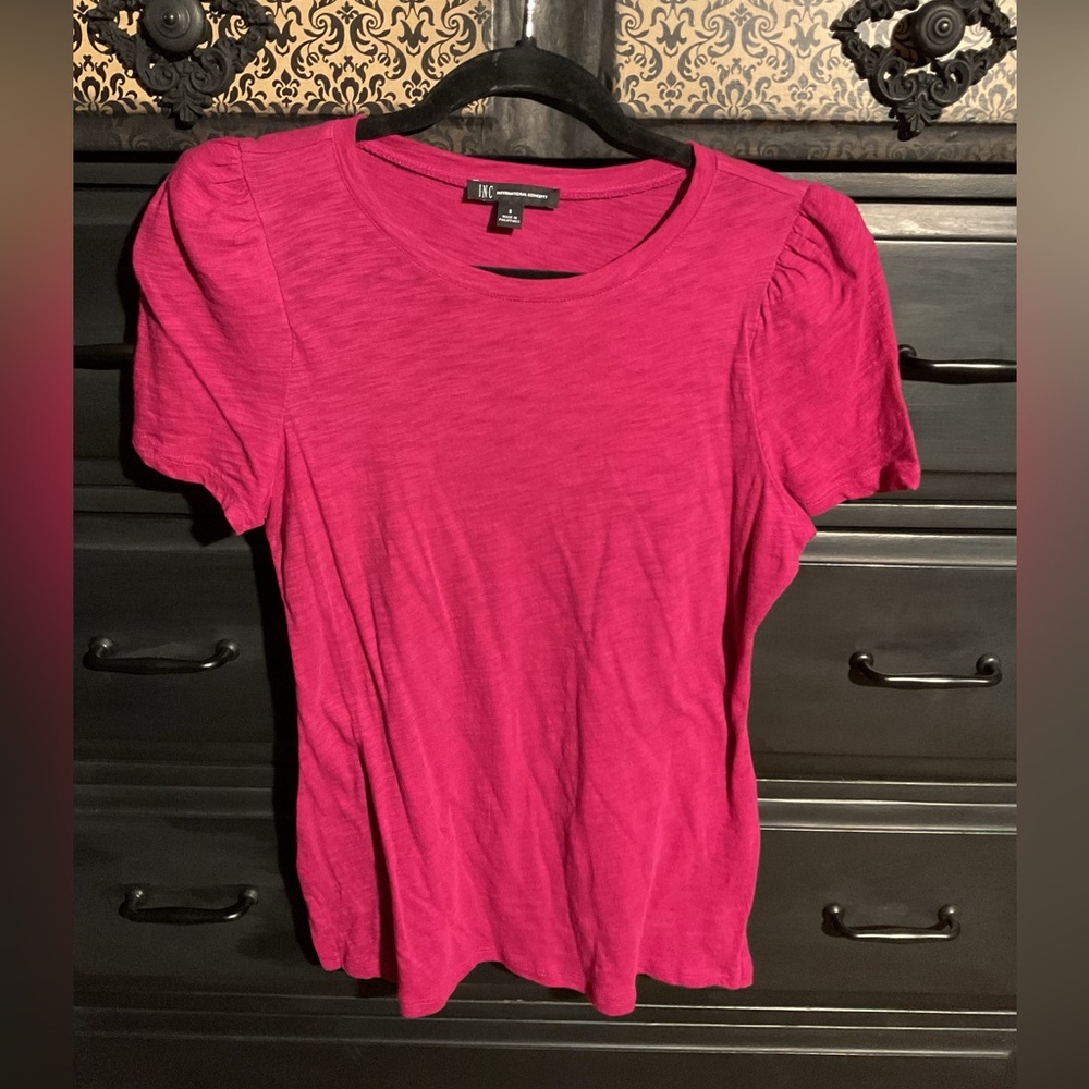 INC Women's Pink Short Sleeve Top